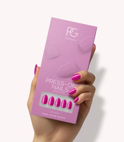 Pink Gellac Press On Nails - 368 Intense Plum - Round Small Plaknagels - 30 Press On Nagels Met Lijm, 30 Plakstickers, Cleaner Wipe, Nagelvijl, Woodstick en Size Matcher - Snel Aan Te Brengen Plak Nagels Kort - Voor 7-14 Dagen Mooie Nagels