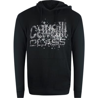 Cavalli Class Gebarsten Gespoten Logo Zwarte Hoodie