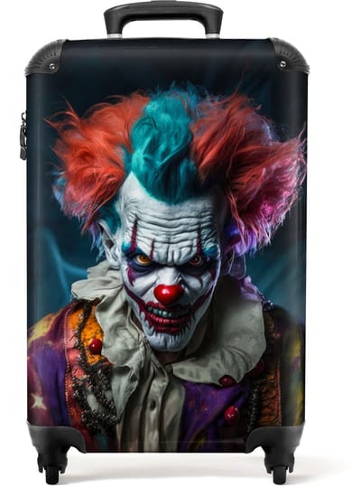 NoBoringSuitcases.com - Koffer - Hardcase koffer - Trolley op wieltjes - Clown - Make up - Kostuum - Sterren - Horror - Reiskoffer - Lichtgewicht - Past binnen 55x40x20 cm en 55x35x25 cm - Fotokoffer - Koffertje - TSA slot - Kofferslot