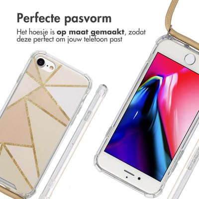 imoshion Hoesje - Geschikt voor Apple iPhone SE (2022) / SE (2020) / 8 / 7 - Design Hoesje met Koord - Beige Graphic