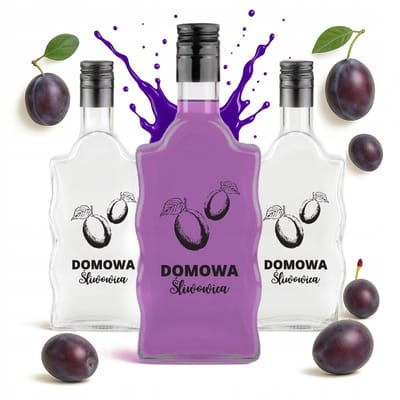 Bimberek - Fala Serie - 500 ml Butel met Nadruk - Domowa Śliwowica - Stevig Glas