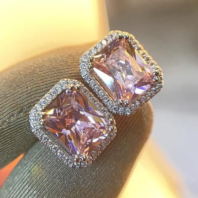 S925 Zilveren Sterling Roze Topaas Sieraden Stud Oorbel Vrouwen Echt 925 Sterling Zilver Bizuteria Aros Mujer Oreja Orecchini Meisje gray