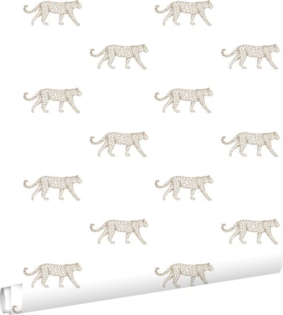 ESTAhome behang panters wit en beige - 53 cm x 10.05 m - 139771