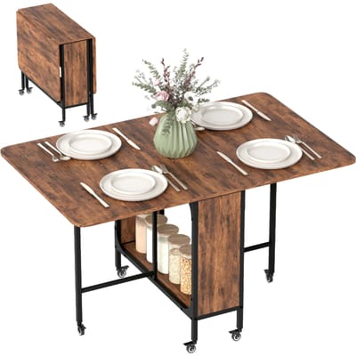 HOMCOM opklapbare eettafel - spaanplaat - 130x80x74cm - rustbruin