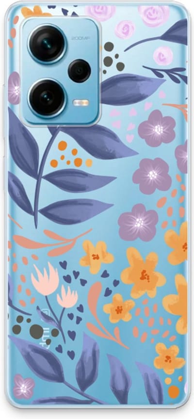 Case Company® - Hoesje geschikt voor Xiaomi Redmi Note 12 Pro Plus hoesje - Flowers with blue leaves - Soft Cover Telefoonhoesje - Bescherming aan alle Kanten en Schermrand