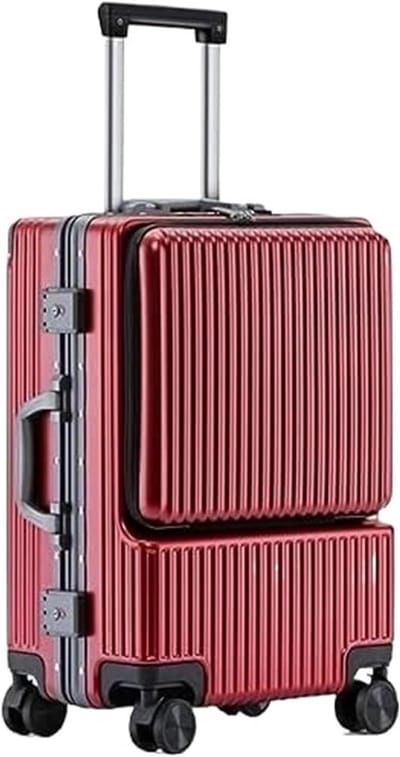 Handbagagekoffer Rolkoffer - Reiskoffer Trolley - Zakenreizen - Voorzien van Oplaadpoort - 20 inch - Rood