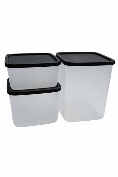 Tupperware Cubix set van 3 vierkante dozen Transparant