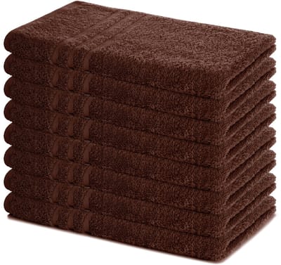 Lavea® Set van 8 Handdoeken 50x100 cm, 100% Katoen – Zacht en Absorberend – Perfect als Handdoek voor Thuis en Hotel – Koffiebruin