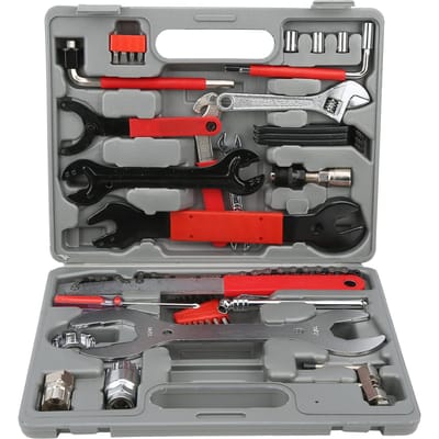 44pcs Kit d'Outils Multiples de Réparation de Vélo Set Vélo de Montagne Cycle Crevaison Pompe à Pneu blanc
