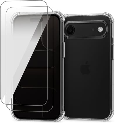 Hoesje geschikt voor iPhone 17 Air - 2x Screenprotector Glas - Shockproof Transparant