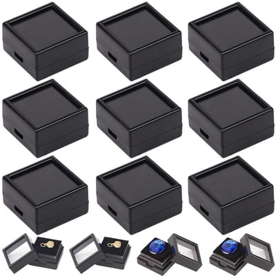 Dailygoody - Edelsteen Displaybox - 20 Stuks - Perfect voor Sieraden - Zwart - Acryl Vitrines - Geschikt voor Ringen en Edelstenen