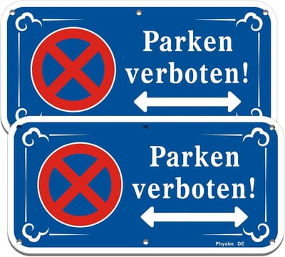 2x Parkeer Verboten Bord Aluminium - 30x15 cm - Weerbestendig - Voor Binnen & Buiten