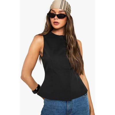 boohoo Dames Verborgen knoop getailleerde gilet | Zwart | Maat: 36