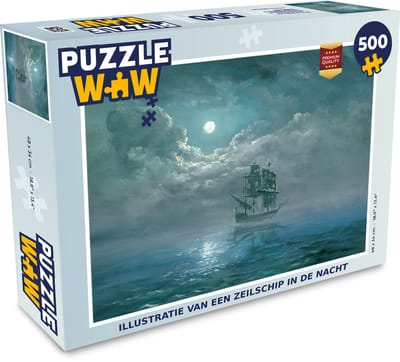 Puzzel Illustratie van een zeilschip in de nacht - Legpuzzel - Puzzel 500 stukjes