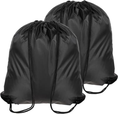 Dailygoods- Trekkoordzak 2 stuks - Verstelbare Gymtas - Zwemtas - Polyester Sporttas - Lichtgewicht - Zwarte PE-zak - 42x34 cm