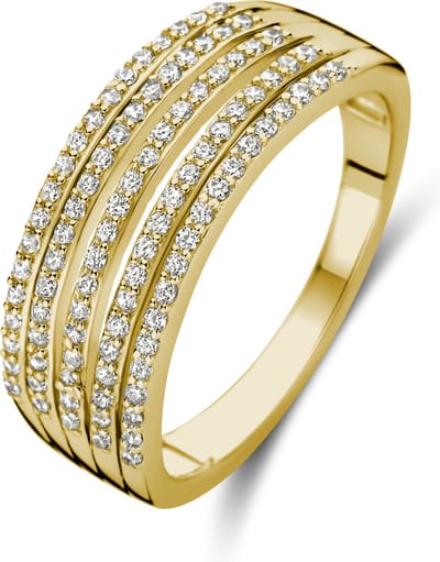 New Bling - 9NB-1431-50 - zilveren ring met zirkonia steentjes - 925 sterling silver - Gold plated - Maat 50