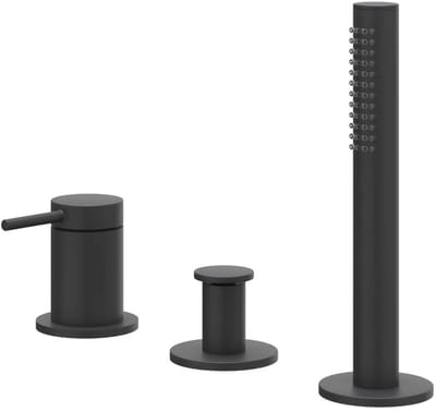 IVY Bond Badrandcombinatie 3-gats mengkraan met uittrekbare handdouche, zonder uitloop Mat zwart PED