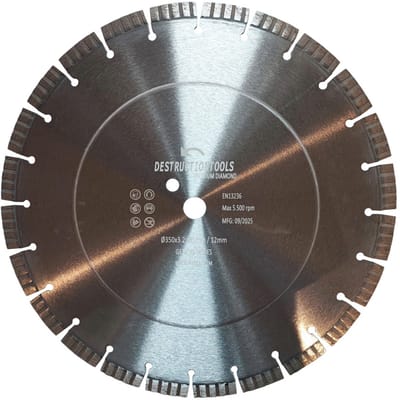 Destructiontools diamant zaagblad 350mm – voor betonzaag/doorslijper – gewapend beton – asgat 20 mm | Genesis series