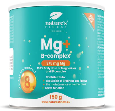 Nature's Finest Magnesium + B-complex - Magnesiumcitraat en B-vitaminen - Vermindert Vermoeidheid en Uitputting - Ondersteunt Spieren en Zenuwstelsel - Vegan - Zonder Toegevoegde Suikers