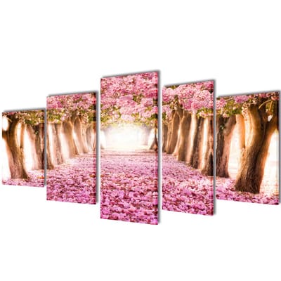 vidaXL - Canvas - muurdruk - print - set - kersenbloesem - 100 - x - 50 - cm