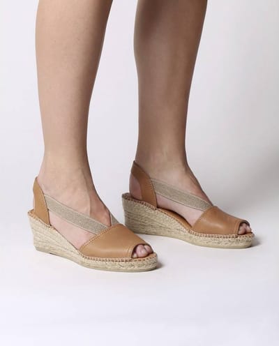 Leren espadrille met middelhoge sleehak en open achterkant | TEIDE-P