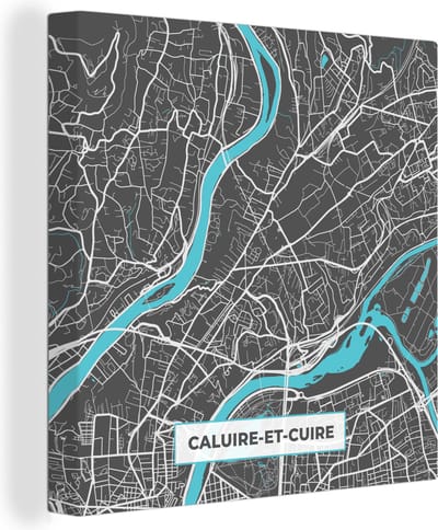 Canvas Schilderij Plattegrond - Caluire-et-Cuire - Frankrijk - Stadskaart - Kaart - 20x20 cm - Wanddecoratie