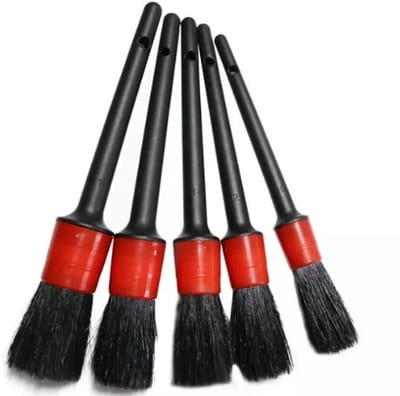 Dailygoods- Autodetailing Borstel Set - 5 Verschillende Maten - Interieur/Exterieur - Voor Wielen/Dashboard - Professioneel Gebruik - Voor Moeilijk Bereikbare Plaatsen - Detailborstel