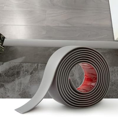 Laminaatvloerdrempelstrip 1 m - Zelfklevende PVC Vloerrandbekleding - Overgangsstrip voor Tegels naar Laminaat (4 cm, Grijs)