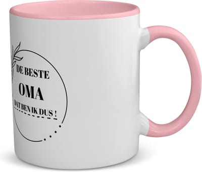 Akyol - de beste oma dat ben ik dus koffiemok - theemok - roze - Oma - de beste oma - verjaardag - cadeau - kado - geschenk - 350 ML inhoud