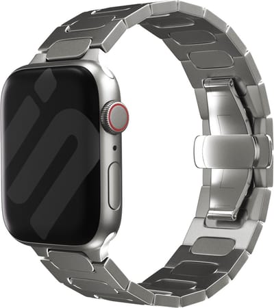Strap-it Bullet titanium band - ultra licht smartwatch bandje - geschikt voor Apple Watch series 1/2/3/4/5/6/8/9/10/11/SE(2-3)/Ultra(2-3) - grote maten - 44mm / 45mm / 46mm / 49mm - titanium kleur