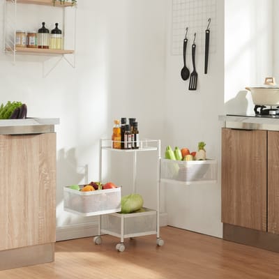 Keukentrolley Sunndal met 3 manden 64,5x27x27 cm wit