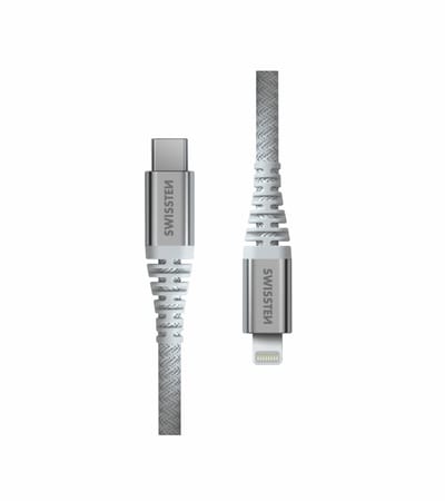 Swissten - Aramid Reinforced - Lightning naar USB-C Kabel - 1,5 Meter - Wit - 71541013