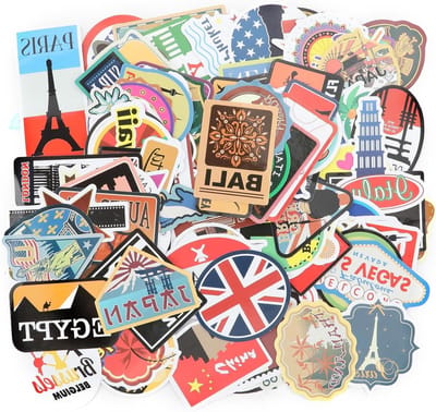 Set van 100 Retro Vinyl Stickers voor Reizen, Vintage Labels voor Laptop, Gitaar en Skateboard Decoratie van Jouw Favoriete Items