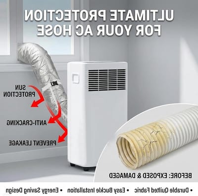 Isolatiehoes voor draagbare airco, verstelbare gespen, vermindert warmteverlies en condensatie, universeel voor 15 cm afvoerslangen, energiezuinig en effectief
