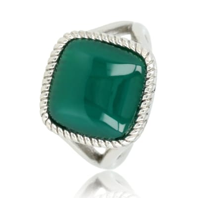 My Bendel - Zegelring Zilverkleurig met Green Agate Edelsteen - Zegelring Zilverkleurig - Green Agate Edelsteen - Chique Uitstraling - met Luxe Cadeauverpakking | Sieraden Voor Dames | Maat 16.00 Mm / Maat 50