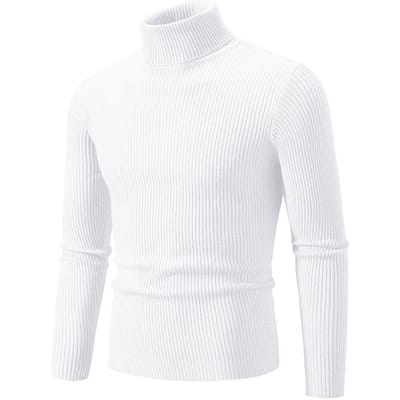 Herfst en Winter Heren Trui Effen Kleur Col Casual Gebreid Onderhemd 5XL wit
