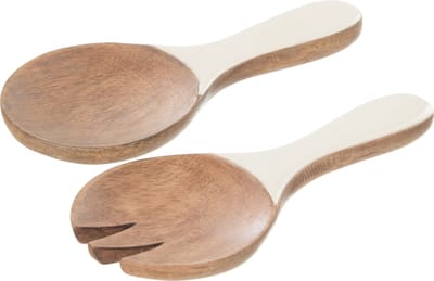 J-Line slabestek Kos - hout - bruin/wit - 2 stuks