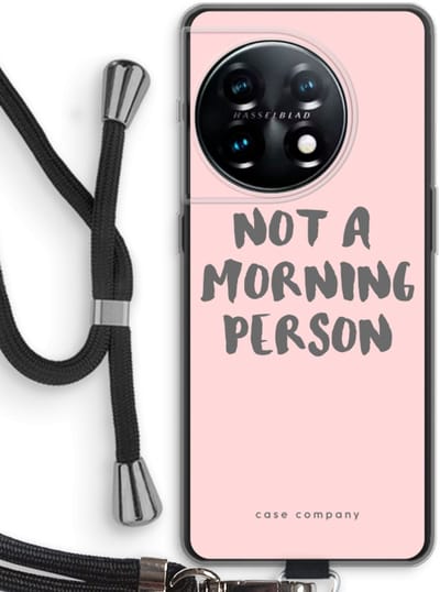Case Company® - Hoesje met koord geschikt voor OnePlus 11 hoesje met Koord - Morning person - Telefoonhoesje met Zwart Koord - Bescherming aan alle Kanten en Over de Schermrand