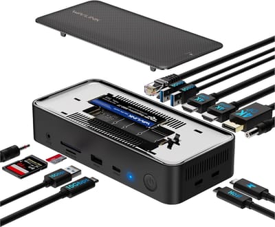 Universele Docking Station - Laptop Hub - Productiviteit Verhogen - 12 Poorten - 17.5 x 7.9 x 4 cm - Zwart