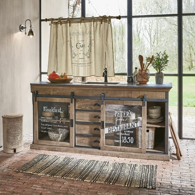 LOBERON Gootsteenkast Holbrook bruin/zwart
