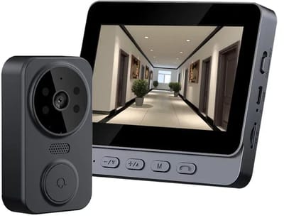 DrPhone VisionBell Draadloze Videodeurbel met 4,3” IPS Monitor – 2-Weg Intercom – Infrarood Nachtzicht – HD Camera – SD-opname – 2.4GHz Verbinding – Groot Bereik tot 100m – Lange Batterijduur – Zonder App – Eenvoudige Installatie