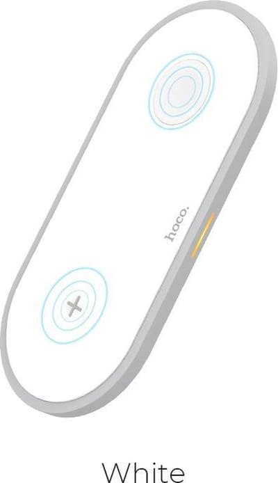Hoco CW20 Qi Draadloze Oplader – Geschikt voor Smartphones, Oordoppen en Smartwatches – Wit
