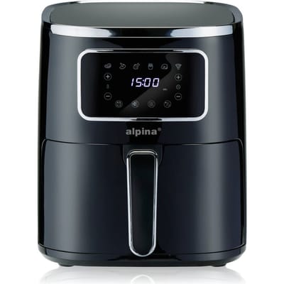 alpina Airfryer 4.5L- Heteluchtfriteuse voor 3 tot 4 Personen - Air Fryer met Digitaal Display - Instelbare Temperatuur van 80°C tot 200°C - Timer tot 60 Minuten - Hetelucht Friteuse 1450W