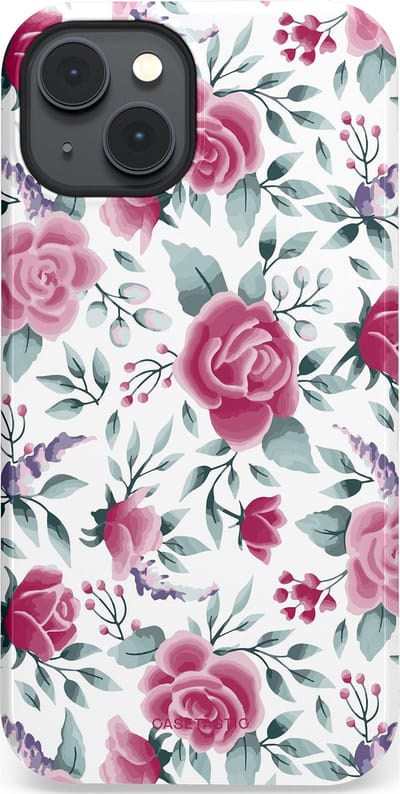 Casetastic Hoesje Geschikt voor Apple iPhone 14 Plus Magsafe - Stijlvolle Beschermende Duo-layer Case - Paarse Bloem Pracht