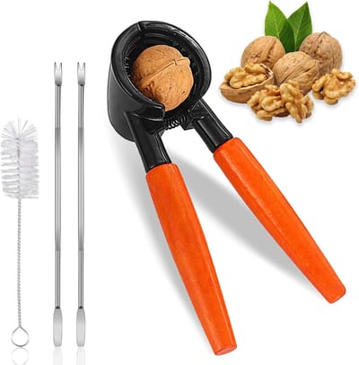 Notenkraker voor Walnoten, Hazelnoten en Amandelen met Krabnaald en Tang - Perfect voor Feestjes en Gezellige Avonden