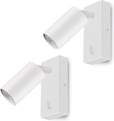 Maclean Set van 2 stuks - wandlamp - spot - rond - LED lamp GU10 - 3000K - 7W - met schakelaar - 55x100mm - kleur wit - MCE369 W