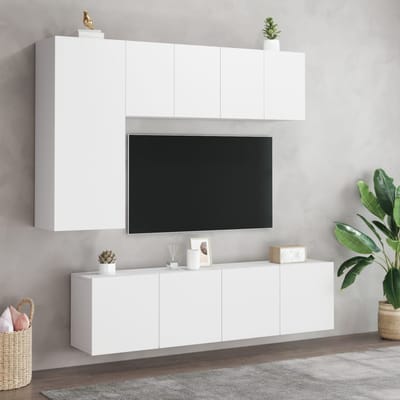 vidaXL - 5-delige - Tv-meubelset - bewerkt - hout - wit