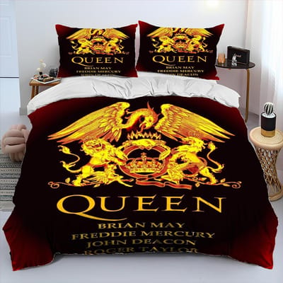 Freddie Mercury Queen-Rock-Band Dekbed Dekbedovertrek Beddengoed Set Dekbedhoes Bedset Dekbedhoes Kussensloop King Queen Maat Beddengoed Set EU Double(200*200cm)3pcs