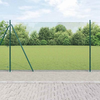 vidaXL - gelast - draadhek - met - betonnen - voetstuk - 10 - x - 1,4 - m - Groen - Mesh