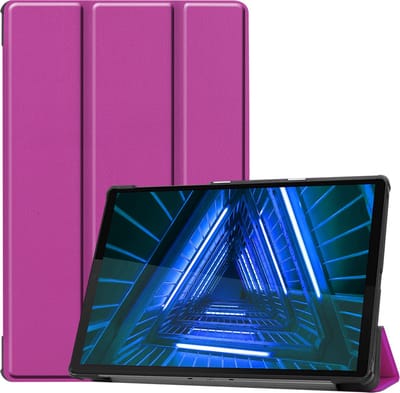 Hoesje Geschikt voor Lenovo Tab M10 FHD Plus (2e / 2nd Generatie) - Dun & Stevig - Trifold Bookcase - Hard Cover - Hardcover Book Case - Tablet Hoes - Paars